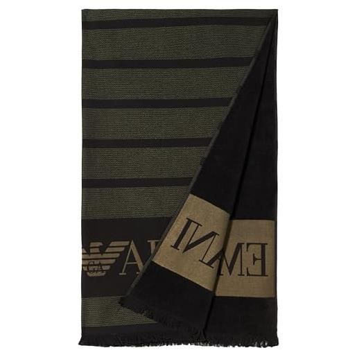 Emporio Armani macro logo sponge beach towel, asciugamano da spiaggia unisex - adulto, nero (black), taglia unica