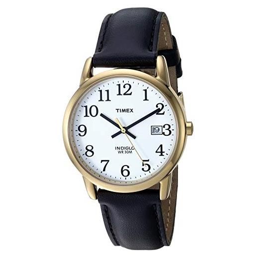 Timex t2h291 orologio al quarzo da uomo, con cinturino in pelle nera, da 35 mm