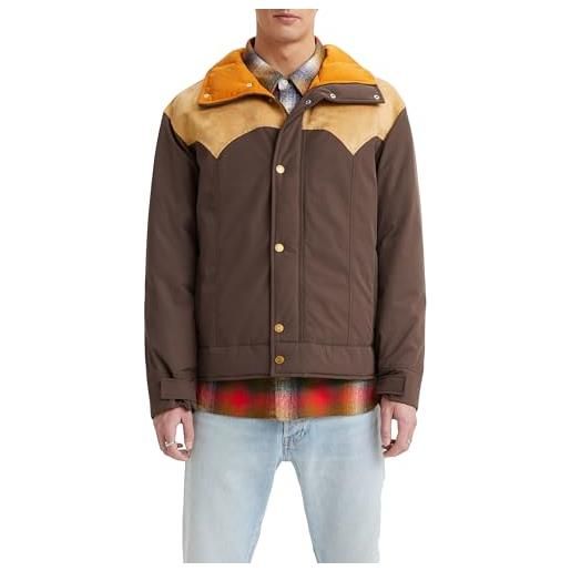 Levi's webster western puffer, giacca uomo, chocolate brown, xl