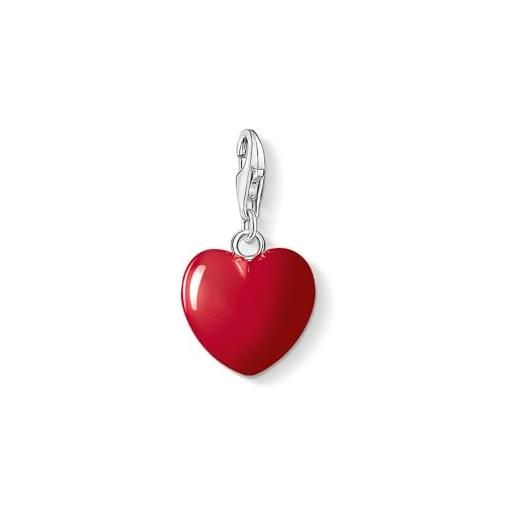 Thomas Sabo 0016-007-10 - ciondolo a forma di cuore rosso, in argento sterling 925, misura unica, argento sterling, nessuna pietra preziosa, red heart no gem