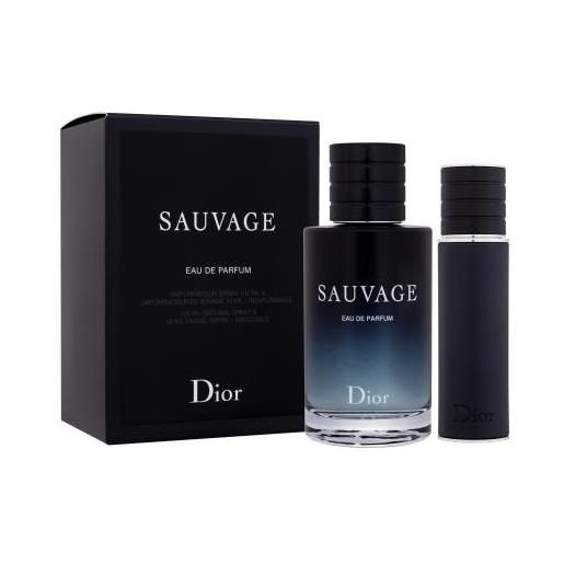 Christian Dior sauvage cofanetti eau de parfum 100 ml + eau de parfum 10 ml ricaricabile per uomo