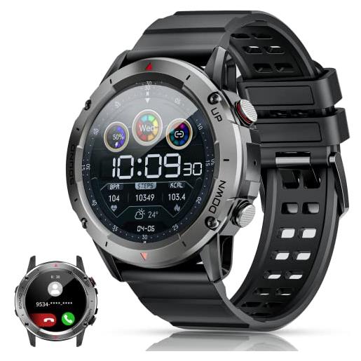 PASONOMI smartwatch uomo, 1.39 orologio smartwatch con chiamate, 100+ modalità sportive, impermeabile ip67, cardiofrequenzimetro, pressione sanguigna spo2 sonno, per android ios