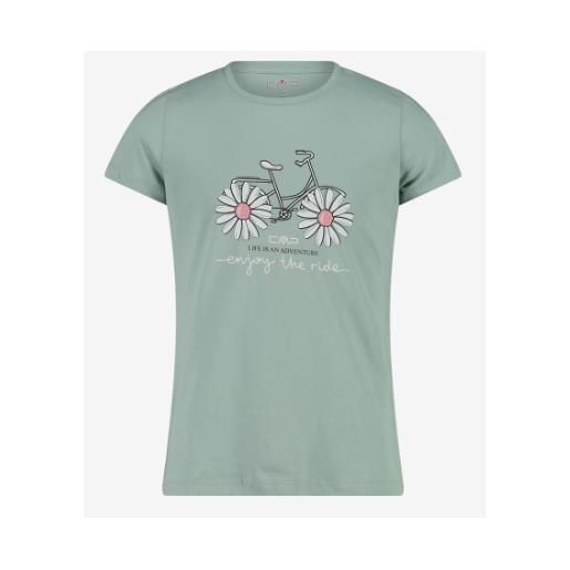 Cmp kid g t-shirt m/m verde salv stampa bici margherite junior bimba