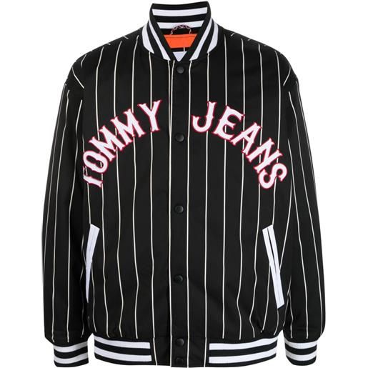 Tommy Jeans bomber a righe con applicazione - nero