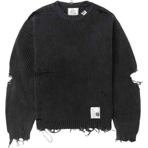 Maison Mihara Yasuhiro maglione con effetto vissuto - nero