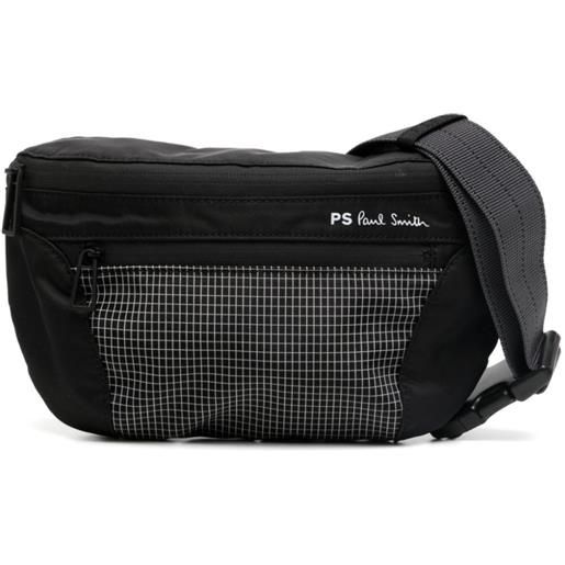 PS Paul Smith logo-print ripstop-panel shoulder bag - nero