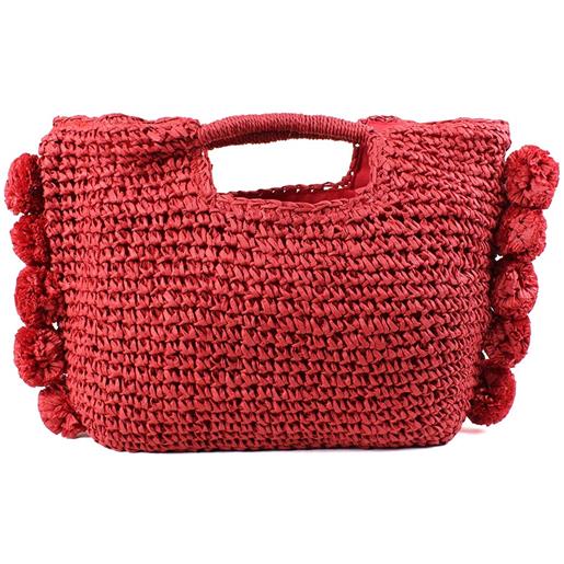 Kevin Jeans borsa rossa in paglia Kevin Jeans pompon