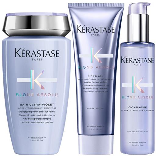 Kérastase kit Kérastase blond absolu shampoo bain ultra-violet 250ml + conditioner cicaflash 250ml + siero cicaplasme 150ml