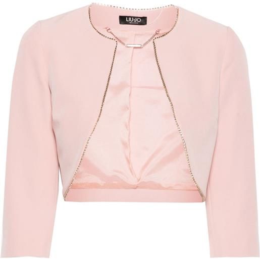 LIU JO giacca crop con strass - rosa