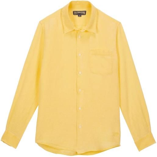 Vilebrequin camicia con ricamo - giallo