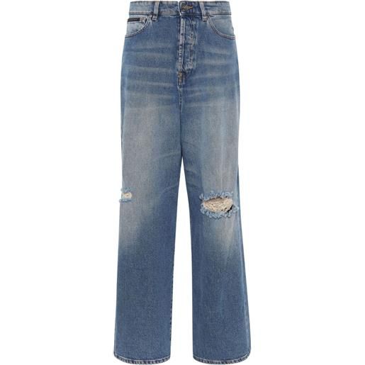 Philipp Plein jeans a gamba ampia effetto vissuto - blu