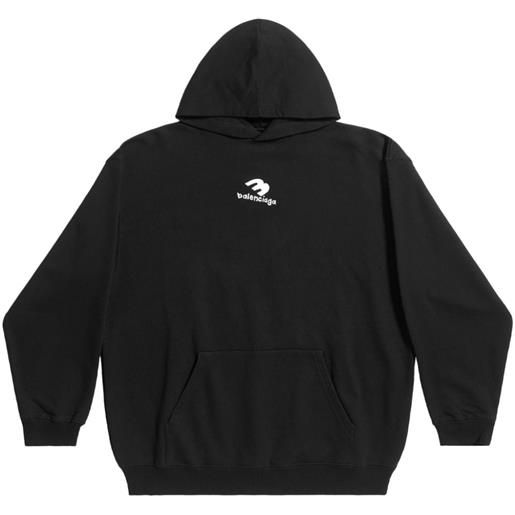 Balenciaga logo-print cotton hoodie - nero