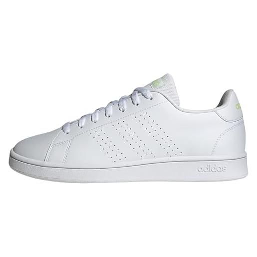 adidas advantage base court lifestyle shoes, sneaker uomo, ftwr white ftwr white pulse lime, 46 2/3 eu