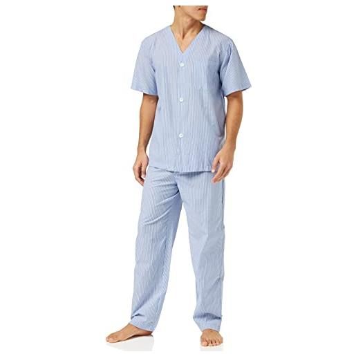 Fruit of the Loom broadcloth-set pigiama con maniche corte e pantaloni lunghi, blu a righe, l uomo