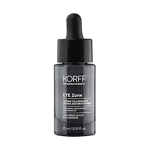 Korff eye zone contorno occhi borse e occhiaie con acido ialuronico e vitamina pp, effetto lifting e illuminante, 15 ml