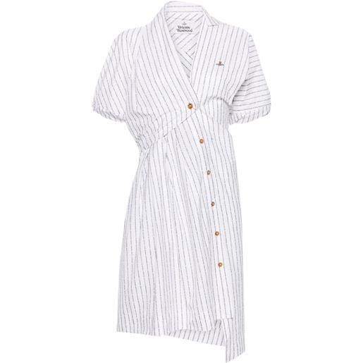 Vivienne Westwood abito asimmetrico con logo a righe - bianco