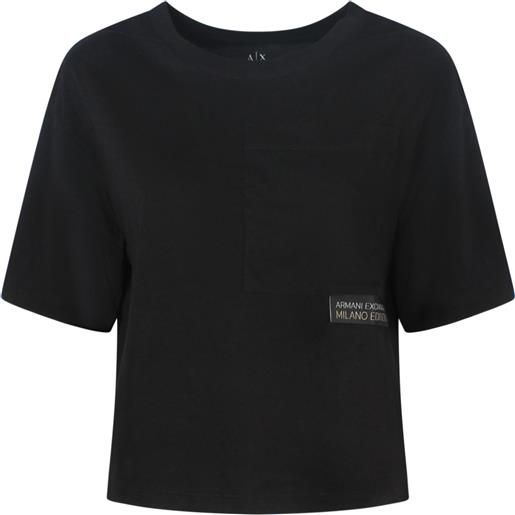 ARMANI EXCHANGE t-shirt nera corta per donna