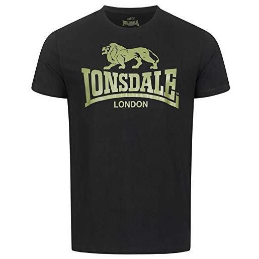 Lonsdale logo t-shirt, nero/oliva, xxxl uomo