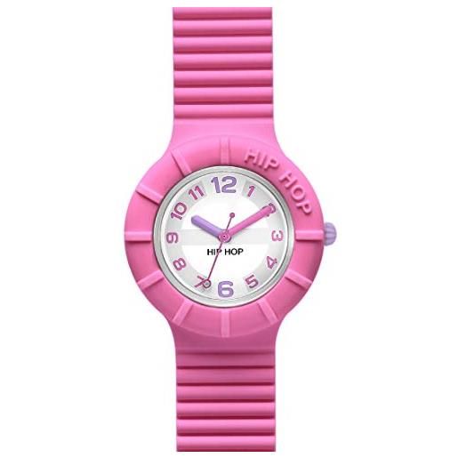 HIP HOP orologio donna numbers collection quadrante con logo bianco movimento solo tempo - 3h quarzo e cinturino silicone rosa hwu0462