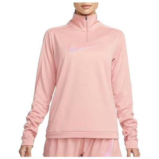 Nike dri-fit swoosh pacer felpa, red stardust/fierce pink, s donna