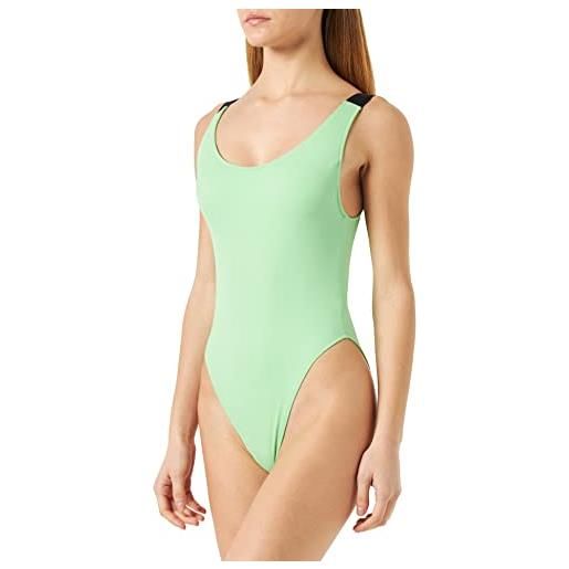 Calvin Klein costume da bagno donna scoop back one piece moderno, verde (ultra green), m
