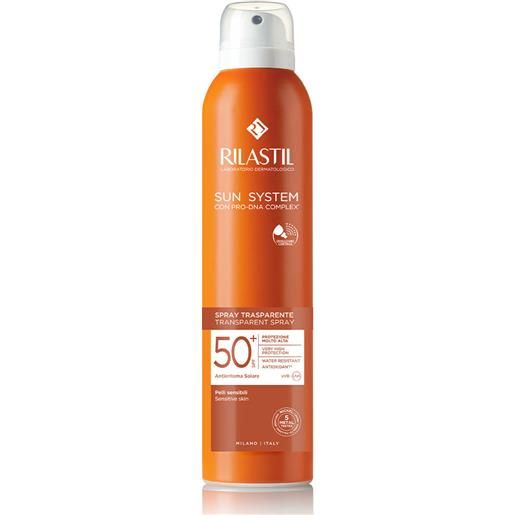 Rilastil spray trasparente spf50+ 200ml spray solare corpo alta prot. 