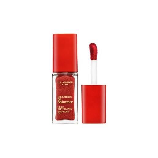 Clarins lip comfort oil shimmer olio labbra con glitteri 07 red hot 7 ml