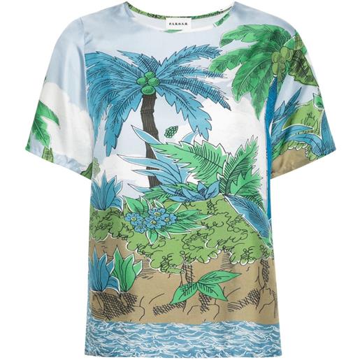 P.A.R.O.S.H. t-shirt con stampa palm tree - blu