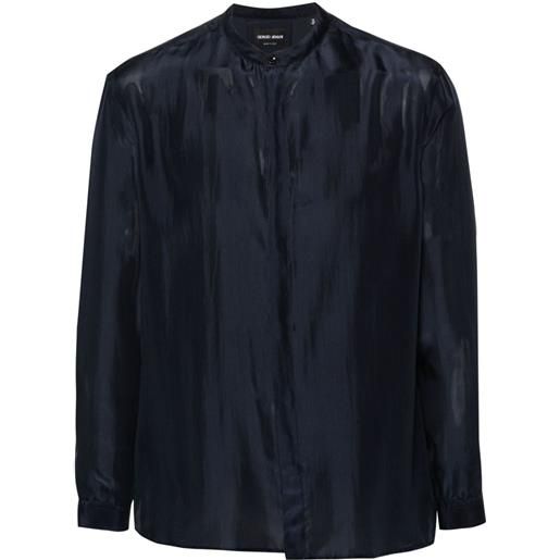 Giorgio Armani camicia con colletto alla coreana - blu