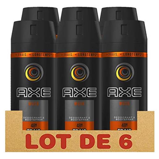 Axe deodorante spray musk 0% sali di alluminio, per sentir bene tutta la giornata, 150 ml, confezione da 6