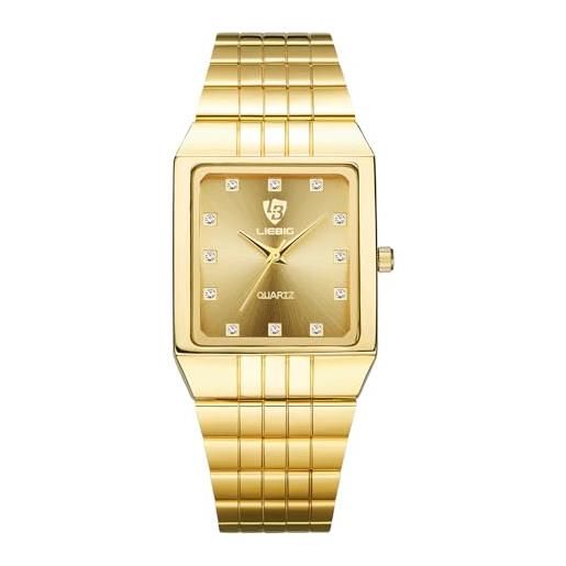 Jewelrywe orologio da polso diamante impermeabile: orologio con zircone da uomo donna quadrante quadrato in acciaio inossidabile orologio da fidanzati al lavoro lusso