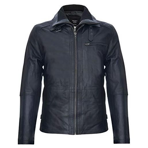 Infinity Leather soprabito caldo classico da uomo di media lunghezza giacca nero 100% pelle m