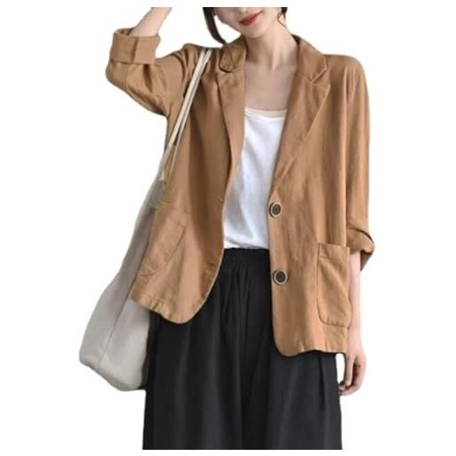 YonYeHong blazer blazer linen blazer spring shin casual in cotone in lino a maniche lunghe blazer