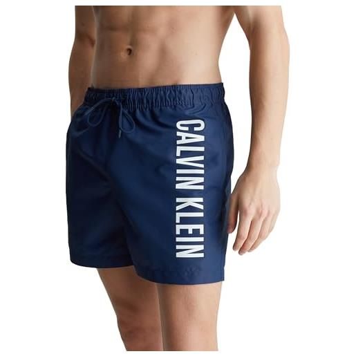 Calvin Klein pantaloncino da bagno uomo medium drawstring lunghezza media, blu (signature navy), xl