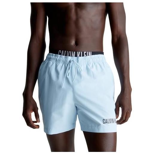 Calvin Klein pantaloncino da bagno uomo medium double lunghezza media, bianco (pvh classic white), l