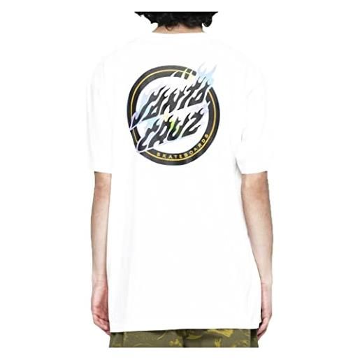 SANTA CRUZ t-shirt hola flamed dot maglia uomo originale garantito skate (l, bianco)