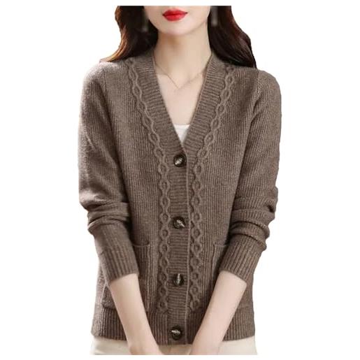 Generic maglioni cardigan addensati vintage da donna invernali cappotto con maglioni lavorati a maglia casual in tinta unita con scollo a v autunnale