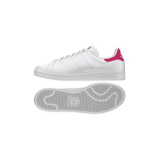 adidas stan smith j, sneaker unisex - bambini e ragazzi, white footwear white footwear white bold pink, 35.5 eu