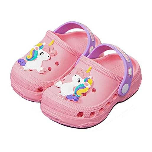 Meik Mangni zoccoli per bambini sabot estate scarpe da giardino ragazzi ragazze antiscivolo sandali da spiaggia carino ciabatte rosa 27/28 eu