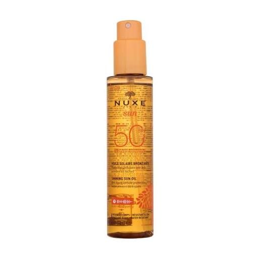 NUXE sun tanning sun oil spf50 olio solare impermeabile contro le macchie scure e l'invecchiamento della pelle 150 ml