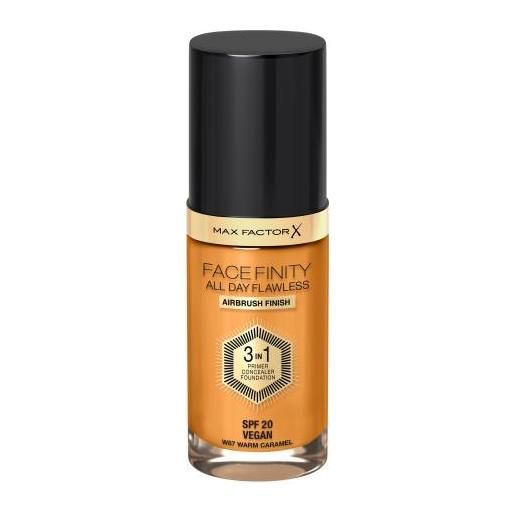 Max Factor facefinity all day flawless spf20 fondotinta liquido con protezione uv 30 ml tonalità w87 warm caramel