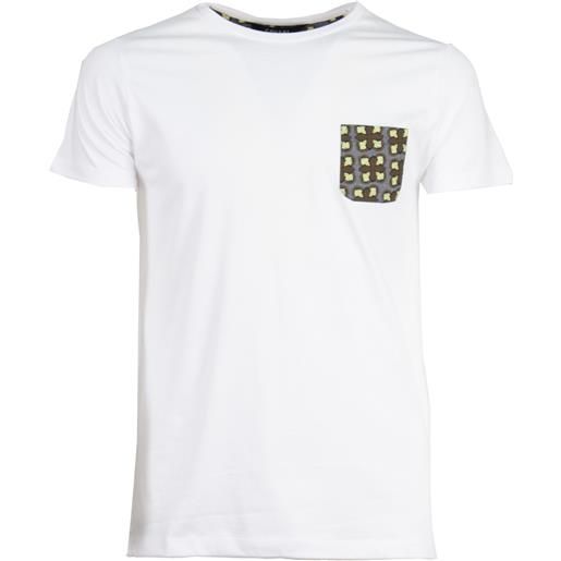 Coveri Collection t-shirt girocollo tinta unita con taschino in tessuto fantasia applicato