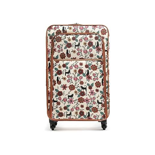 MISAKO valigia in tessuto mediana da viaggio catflor beige unisex - valigia elegante morbida semirigida - 66 x 40 x 22 cm 4 ruedas