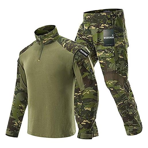 WISEONUS tactical mimetica softair abbigliamento pantaloni da caccia antistrappo uomo combat shirt e pantaloni tattici