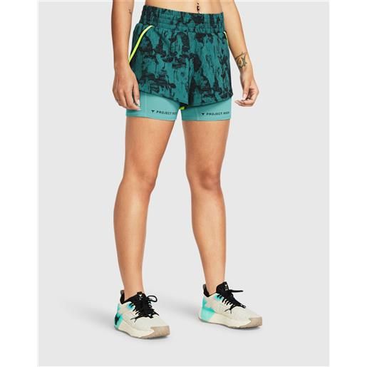 Under Armour shorts project rock leg day flex printed verde donna
