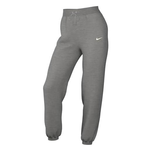 Nike w nsw phnx flc hr os pant pantaloni sportivi, dk grey heather/sail, m donna