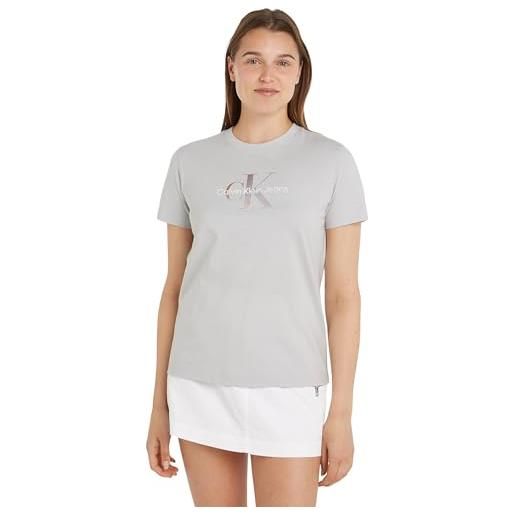 Calvin Klein Jeans women's diffused monologo regular tee s/s t-shirts, lunar rock, m