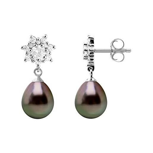 PEARLS & COLORS NATURAL FINE PEARLS pearls & colors - orecchini di prestigio - autentiche perle di coltura di tahiti 8-9 mm - qualità a + - argento 925 - gioielli da donna