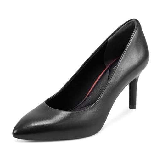 Rockport scarpe da donna total motion 75 mm plain toe pump pumps, pelle nera. , 41 eu