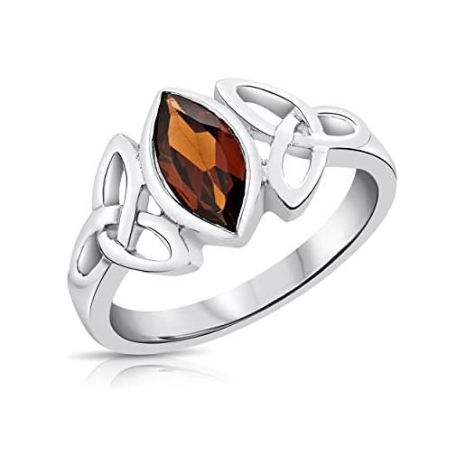 DTPsilver® anello granato - anello nodo argento 925 - anello celtico donna argento 925 - anello nodo celtico - anello con pietra di granato
